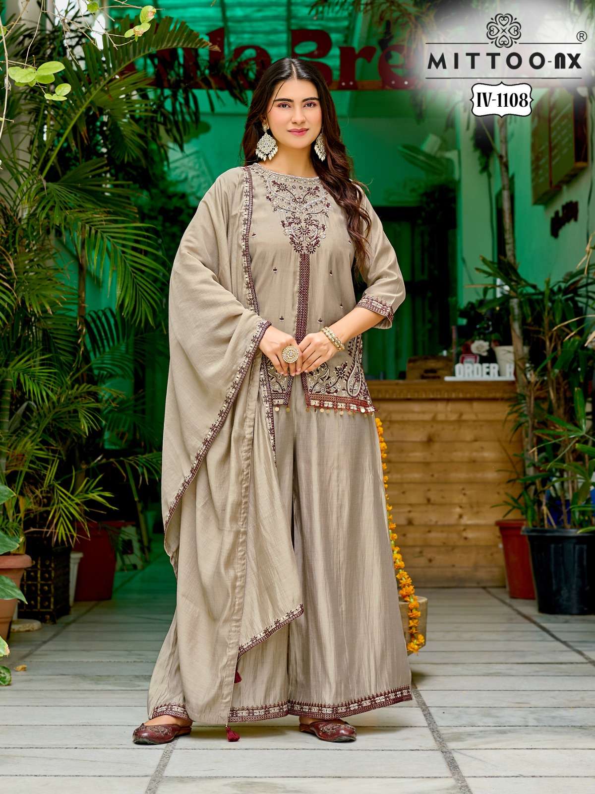 MITTOO NX IV 1107 AND 1108 BOUTIQUE DESIGNER TOP PALAZZO SUIT DIWALI OUTFIT SHOP